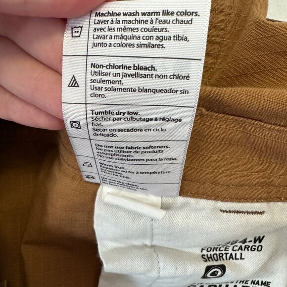 Carhartt Womens Force Cargo Shortalls Size M (8/10) Stretch Utility Tan Brown - Picture 8 of 11